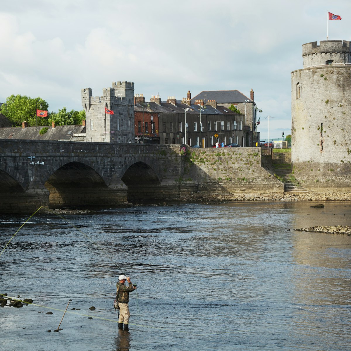 Shannon River with Thomond Bridge and King Johns Castle