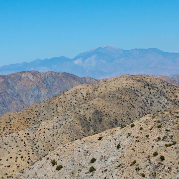 California, Joshua Tree National Park, Keys View in Little San Bernadino Mountains, Mount San Jacinto across Coachella Valley