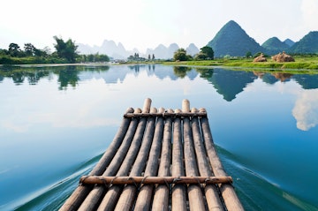 Bamboo raft on Li River, Guilin, Yangshou, China