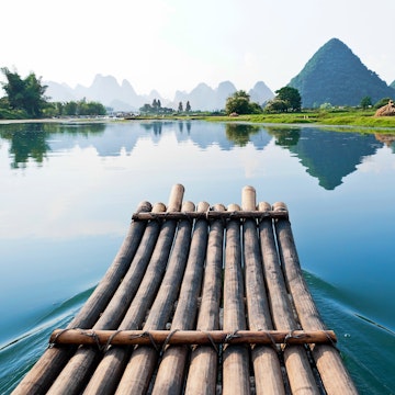 Bamboo raft on Li River, Guilin, Yangshou, China