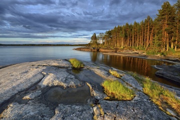 Sunset at lake Onega, The Republic of Karelia, Russia