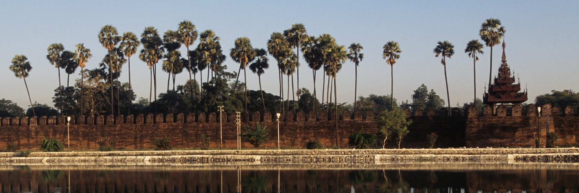 Walls of citadel which contains Mandalay Royal Palace, Mandalay, Myanmar