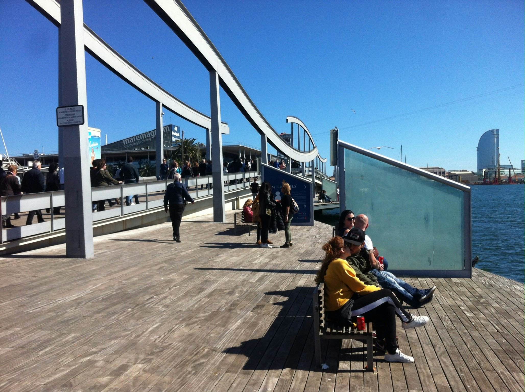 Close up of beginning of Rambla de Mar