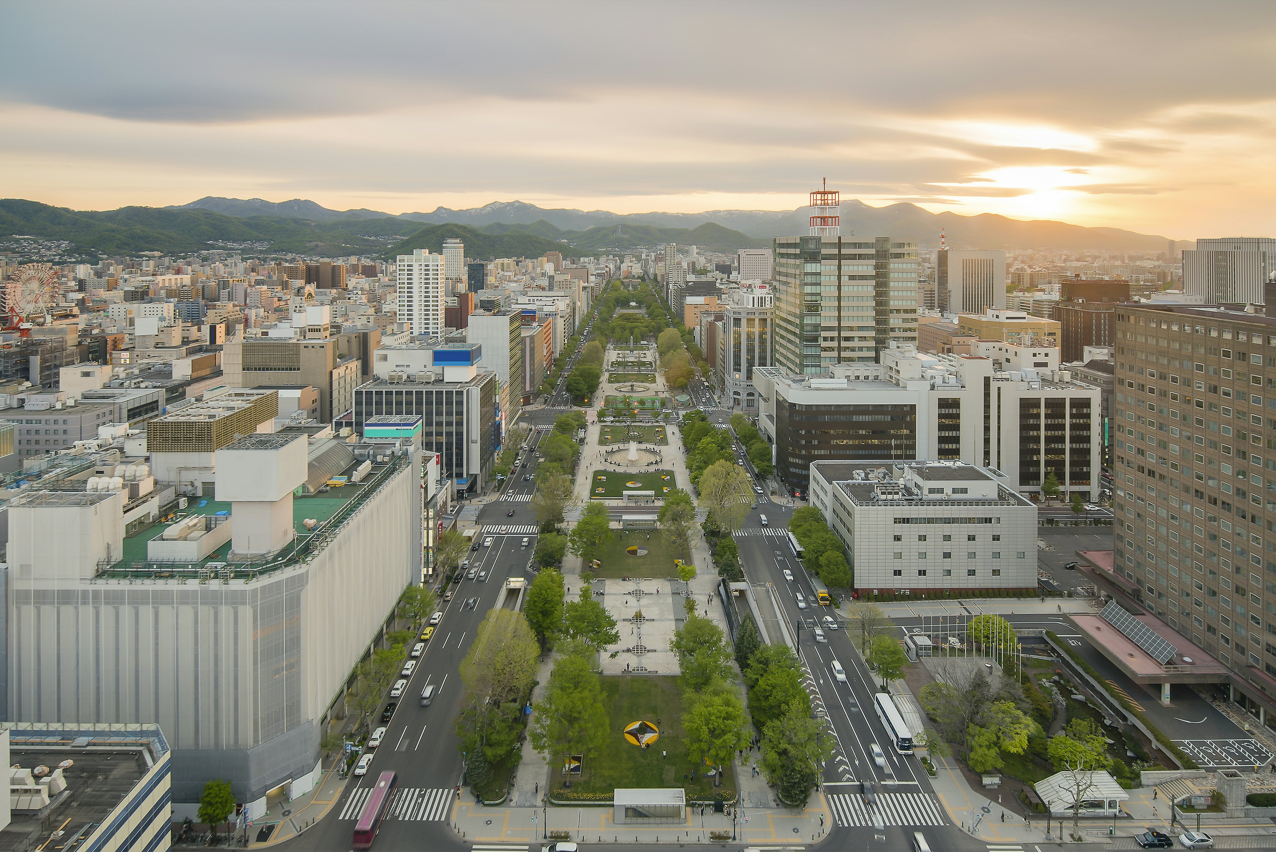 Cityscape of Sapporo at odori Park, Japan