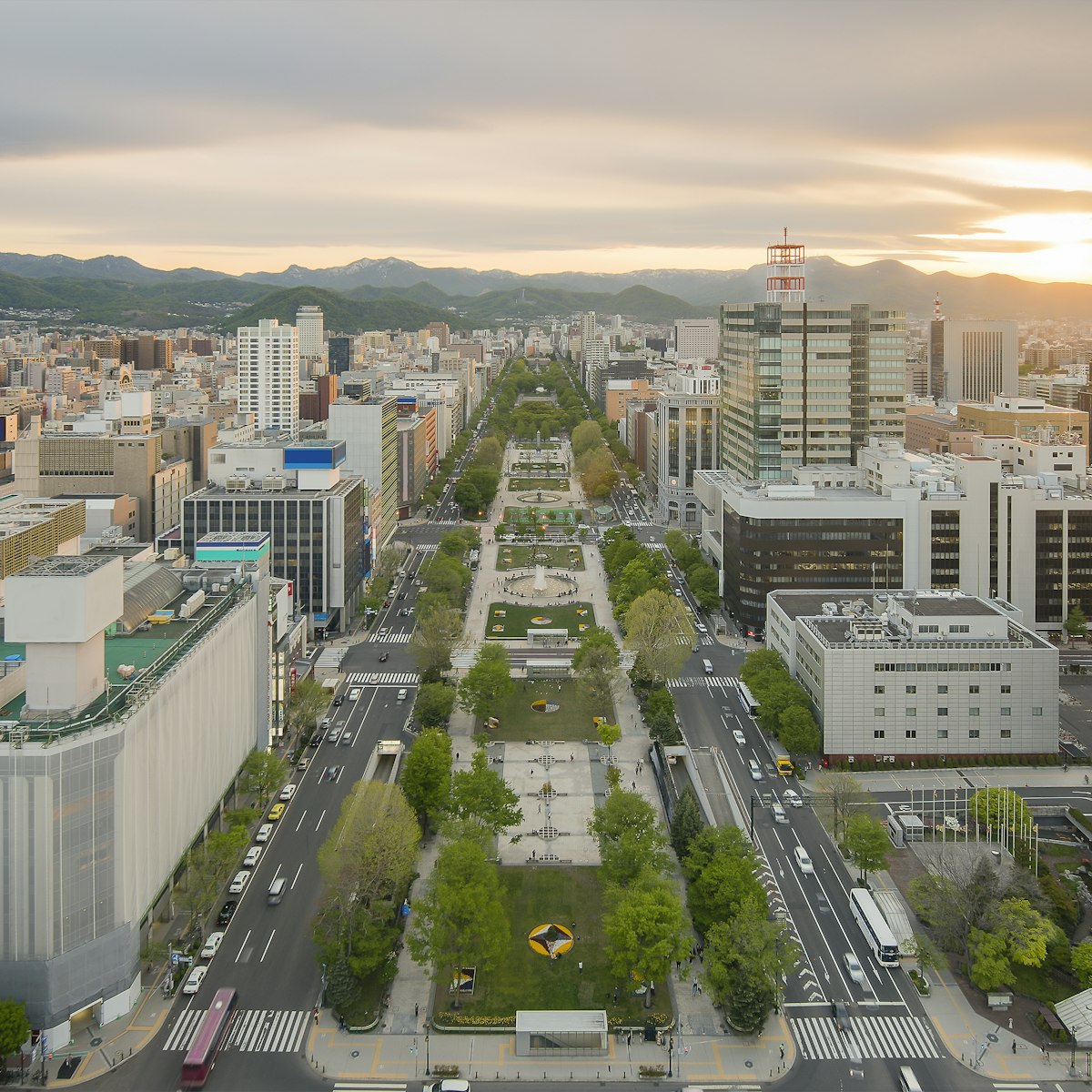 Cityscape of Sapporo at odori Park, Japan