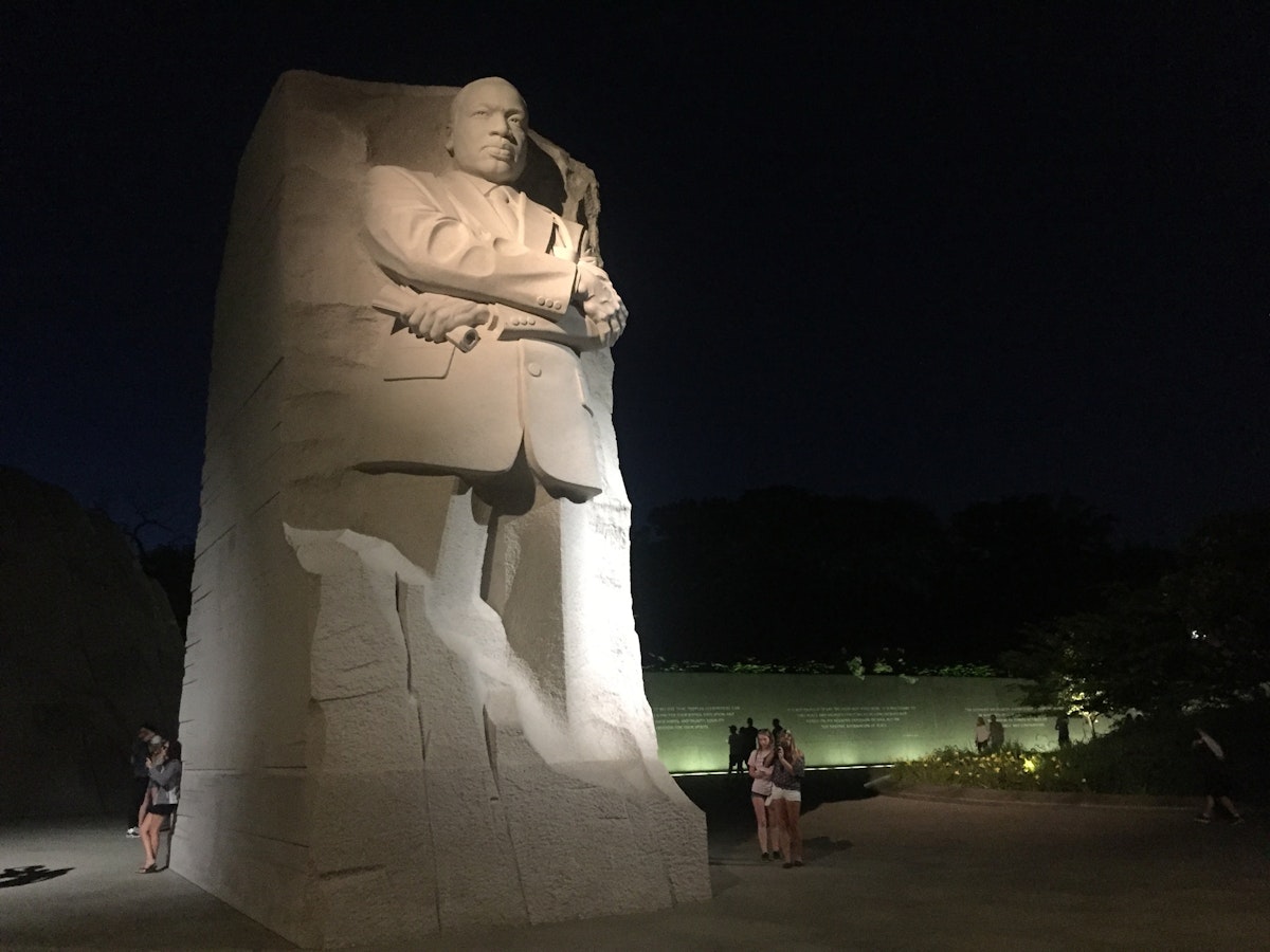 Martin Luther King Memorial at night