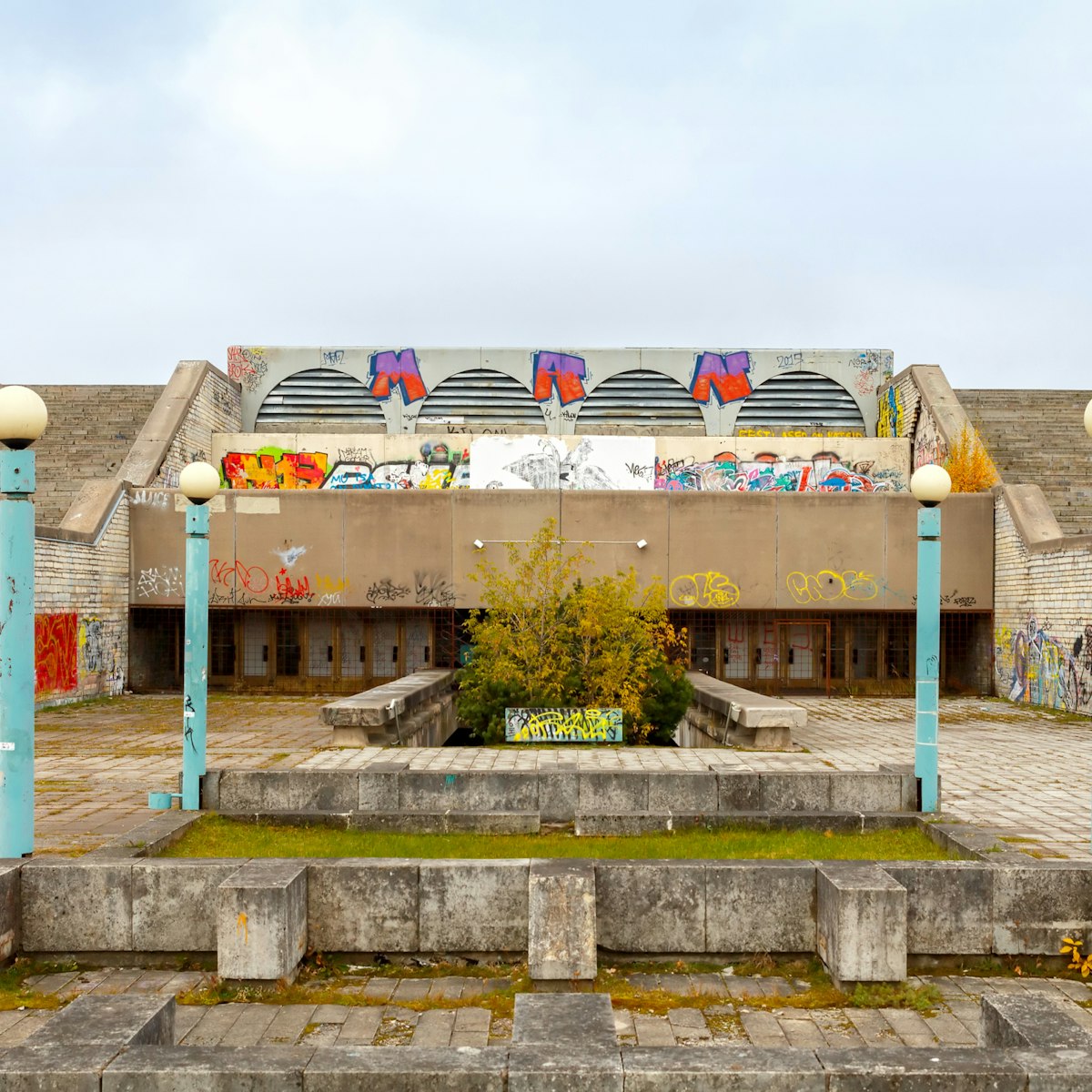 Tallinn, Estonia - 18 October, 2015: The old Soviet sports and cultural complex Linnahall on the shores of the Baltic Sea in Tallinn. A sample of the monumental building in the Soviet Union.; Shutterstock ID 332348396; Your name (First / Last): Gemma Graham; GL account no.: 65050; Netsuite department name: Online Editorial; Full Product or Project name including edition: BiT Destination Page Images