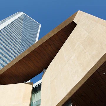 Contemporary architecture juxtaposed in Charlotte, North Carolina