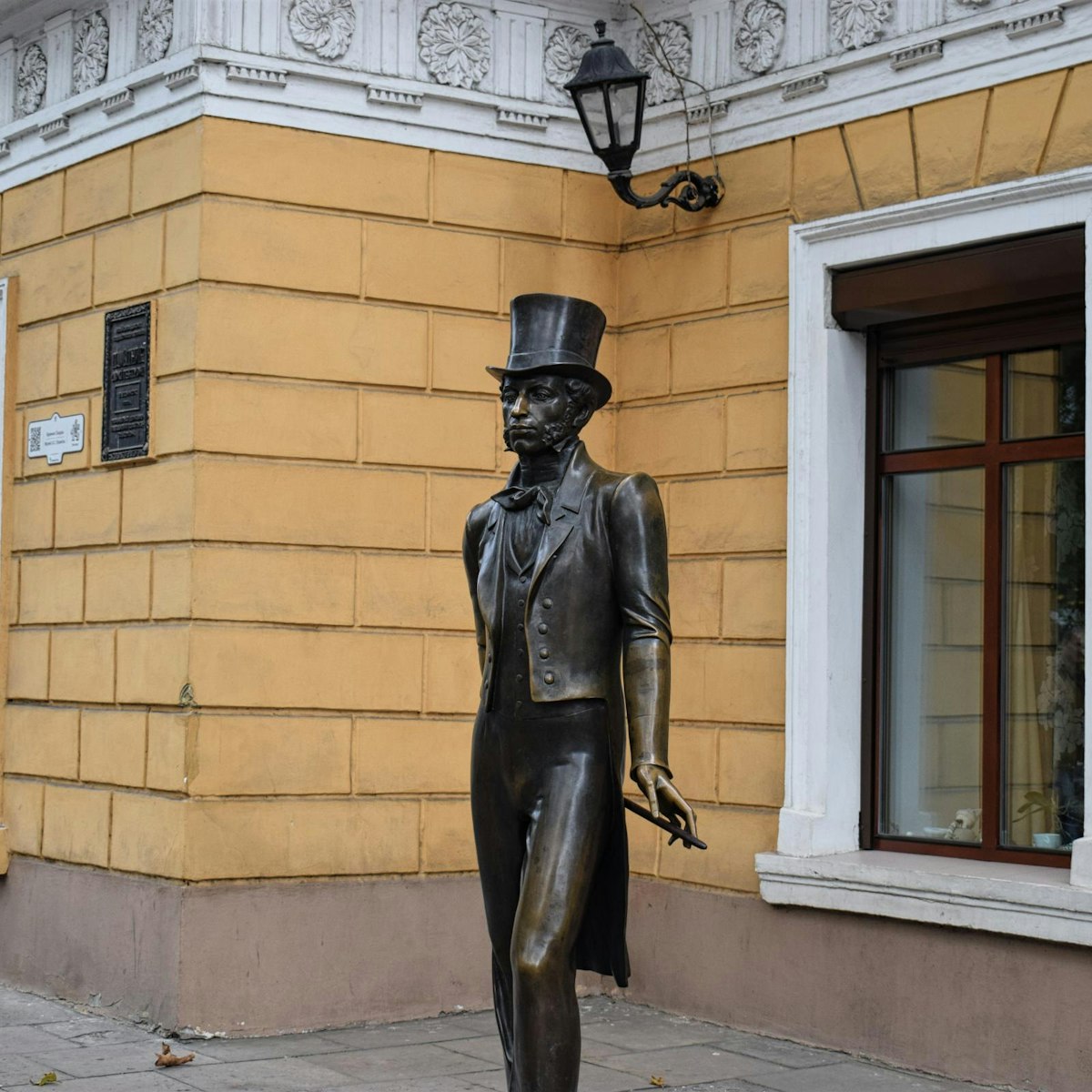 The statue of poet Alexander Pushkin beside Odesa's Pushkin Museum