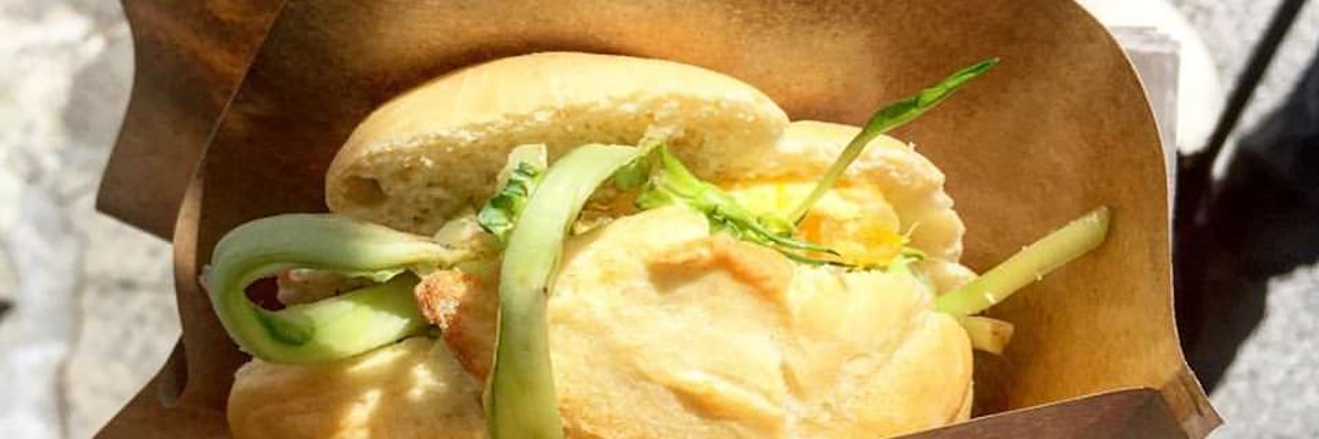 Close-up of Semel sandwich