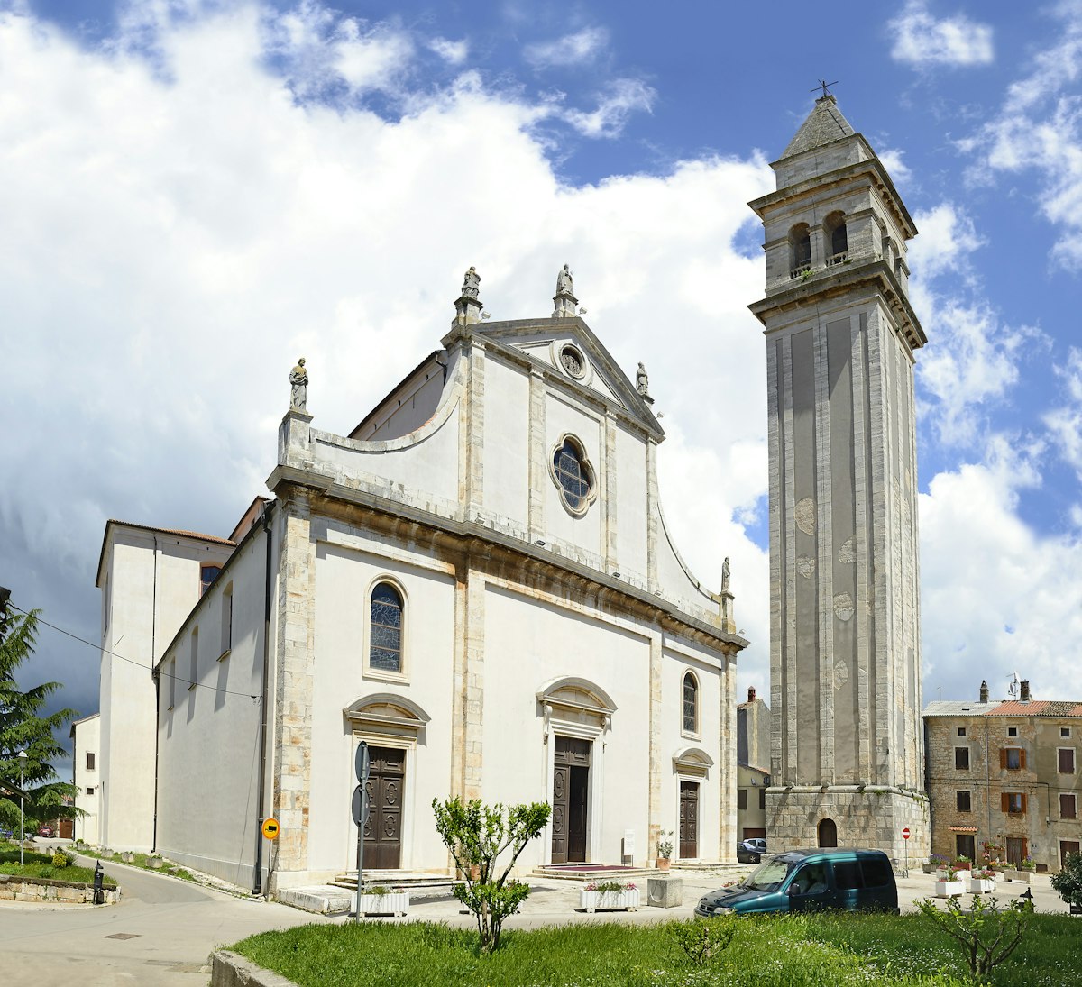 VODNJAN, CROATIA - MAY 8: Church of St. Blaise and bell tower on May 8, 2014. Vodnjan or Dignano is a old town in Istria County, situated 10 km north of Pula ; Shutterstock ID 193015502; Your name (First / Last): Anna Tyler; GL account no.: 65050; Netsuite department name: Online Editorial; Full Product or Project name including edition: destination-image-southern-europe