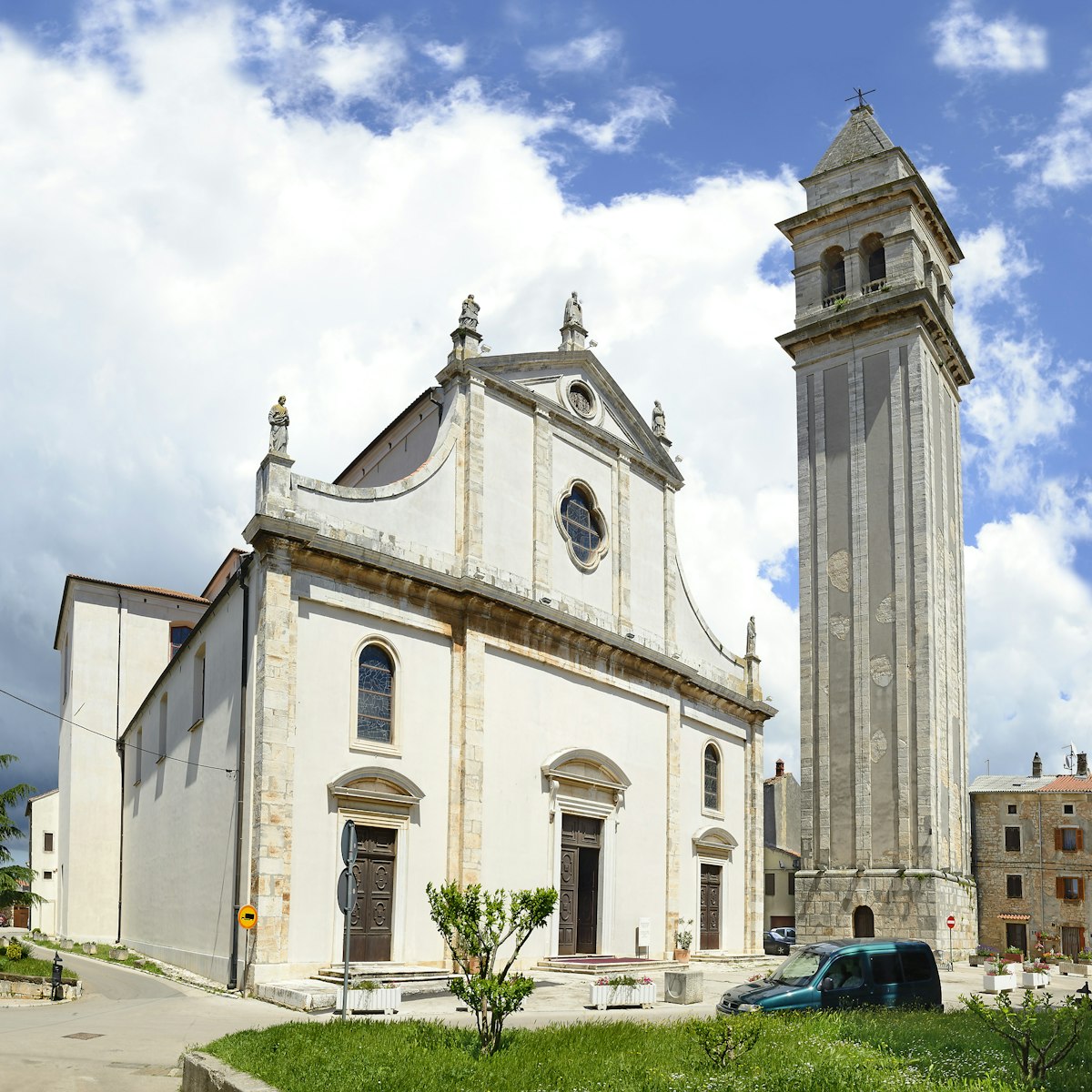 VODNJAN, CROATIA - MAY 8: Church of St. Blaise and bell tower on May 8, 2014. Vodnjan or Dignano is a old town in Istria County, situated 10 km north of Pula ; Shutterstock ID 193015502; Your name (First / Last): Anna Tyler; GL account no.: 65050; Netsuite department name: Online Editorial; Full Product or Project name including edition: destination-image-southern-europe
