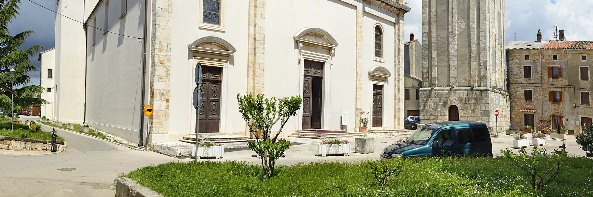 VODNJAN, CROATIA - MAY 8: Church of St. Blaise and bell tower on May 8, 2014. Vodnjan or Dignano is a old town in Istria County, situated 10 km north of Pula ; Shutterstock ID 193015502; Your name (First / Last): Anna Tyler; GL account no.: 65050; Netsuite department name: Online Editorial; Full Product or Project name including edition: destination-image-southern-europe