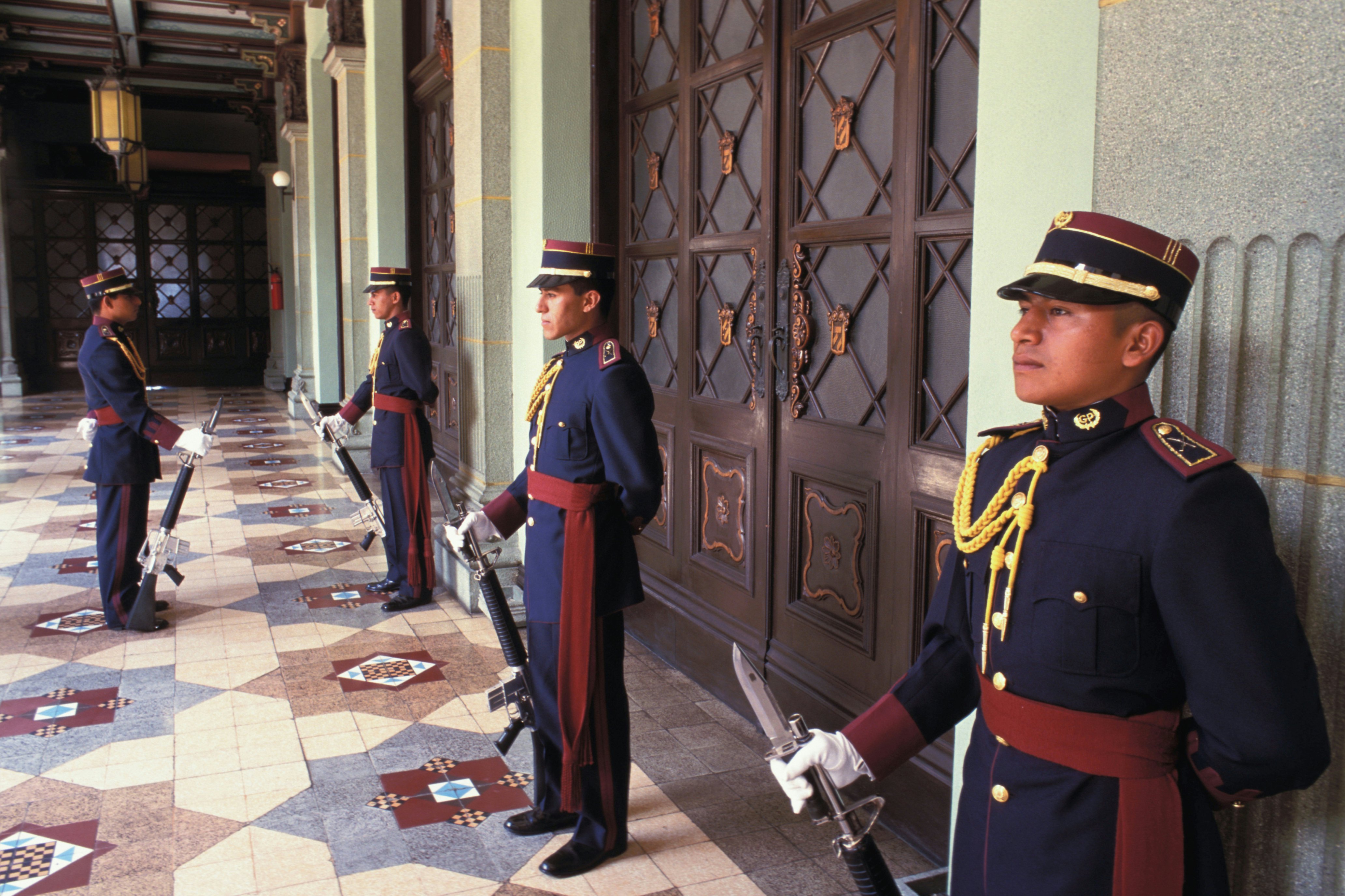 Honor guards at National Palace, Guatemala City, Guatemala