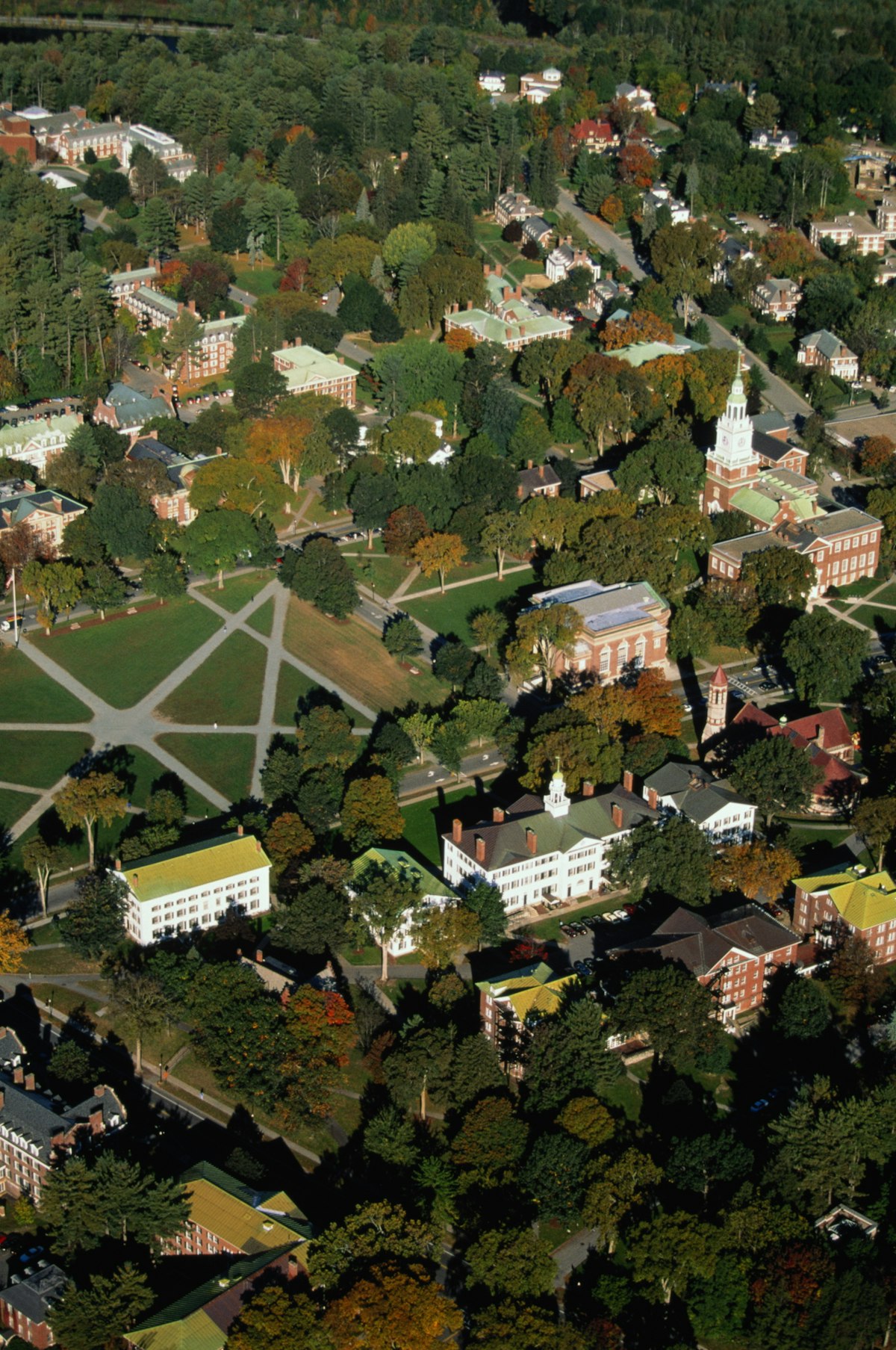 USA, New Hampshire, Hanover, Dartmouth, aerial view, autumn