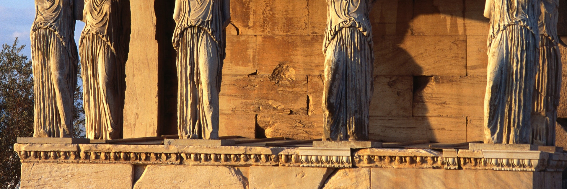 The Porch of the Caryatids, six maidens holding aloft the southern portico of the Erechtheion sanctuary in the Acropolis.