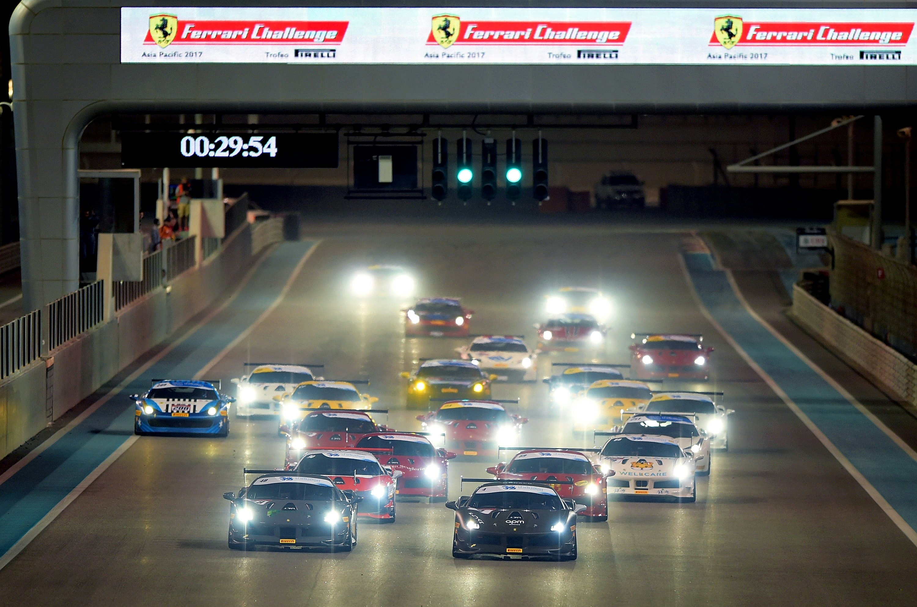 ABU DHABI, UNITED ARAB EMIRATES - APRIL 08: General view of action during the Ferrari Challenge Asia Pacific 2017 race at Yas Marina Circuit on April 8, 2017 in Abu Dhabi, United Arab Emirates.  (Photo by Tom Dulat/Getty Images)