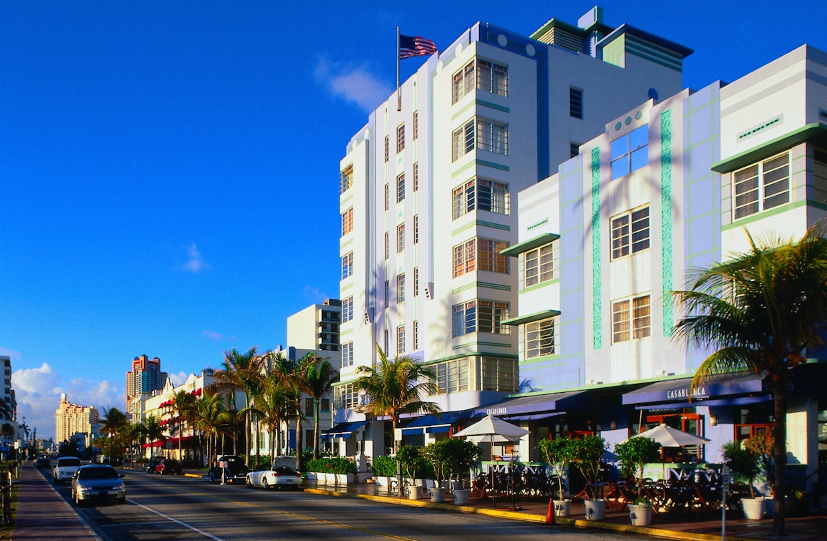 The buildings along Ocean Drive, South Beach - Miami, Florida