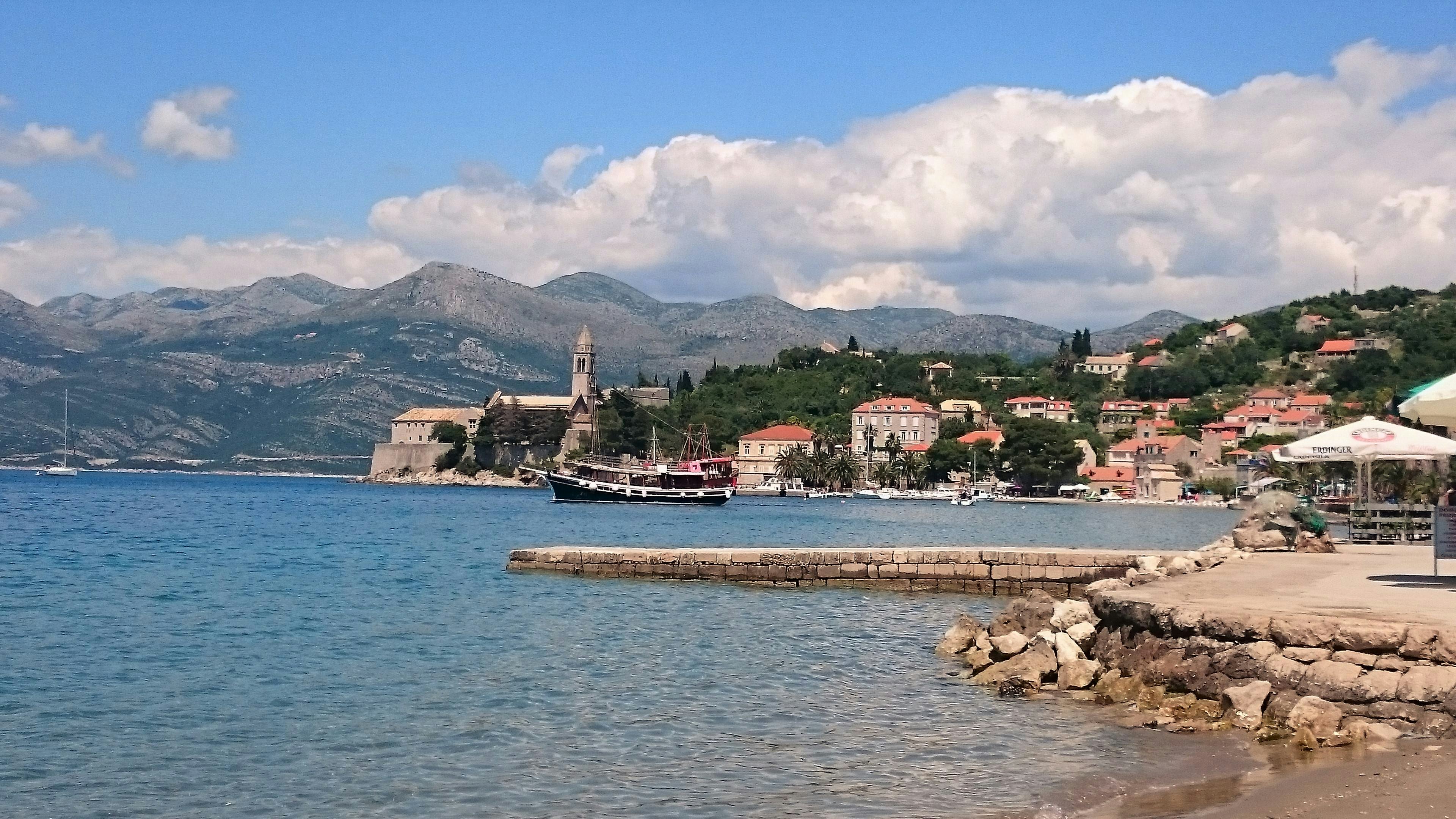 The main promenade on Lopud runs from the 15th century Franciscan Monastery