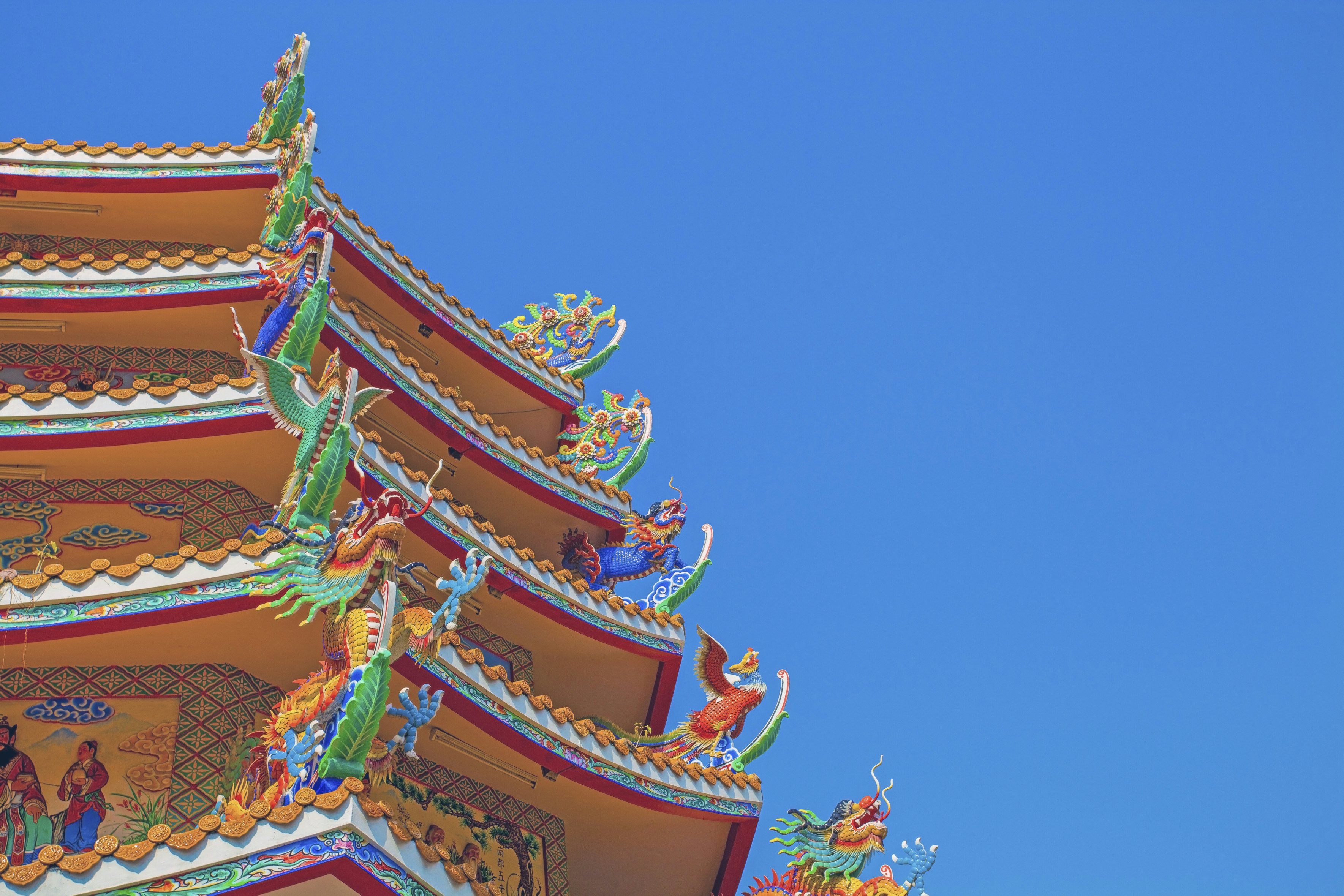 Chinese dragon on the roof of chinese temple