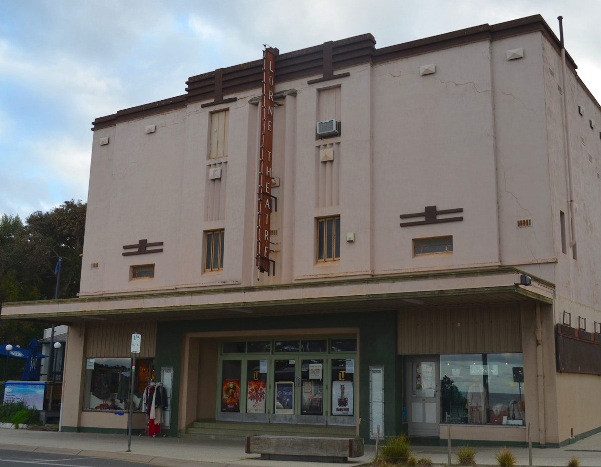 Shot of Lorne Theatre building on the town's main street.