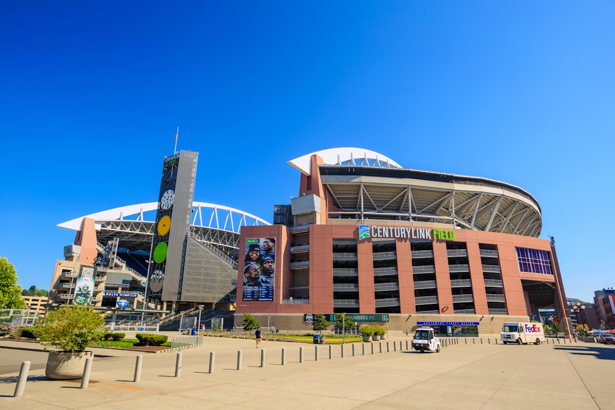 SEATTLE - JULY 5: CenturyLink Field, Seattle in July 5, 2012. It was originally called Seahawks Stadium but was renamed Qwest Field on June 23, 2004; Shutterstock ID 205880179; Your name (First / Last): Alexander Howard; GL account no.: 65050; Netsuite department name: Online Editorial; Full Product or Project name including edition: Western USA neighborhood POI highlights