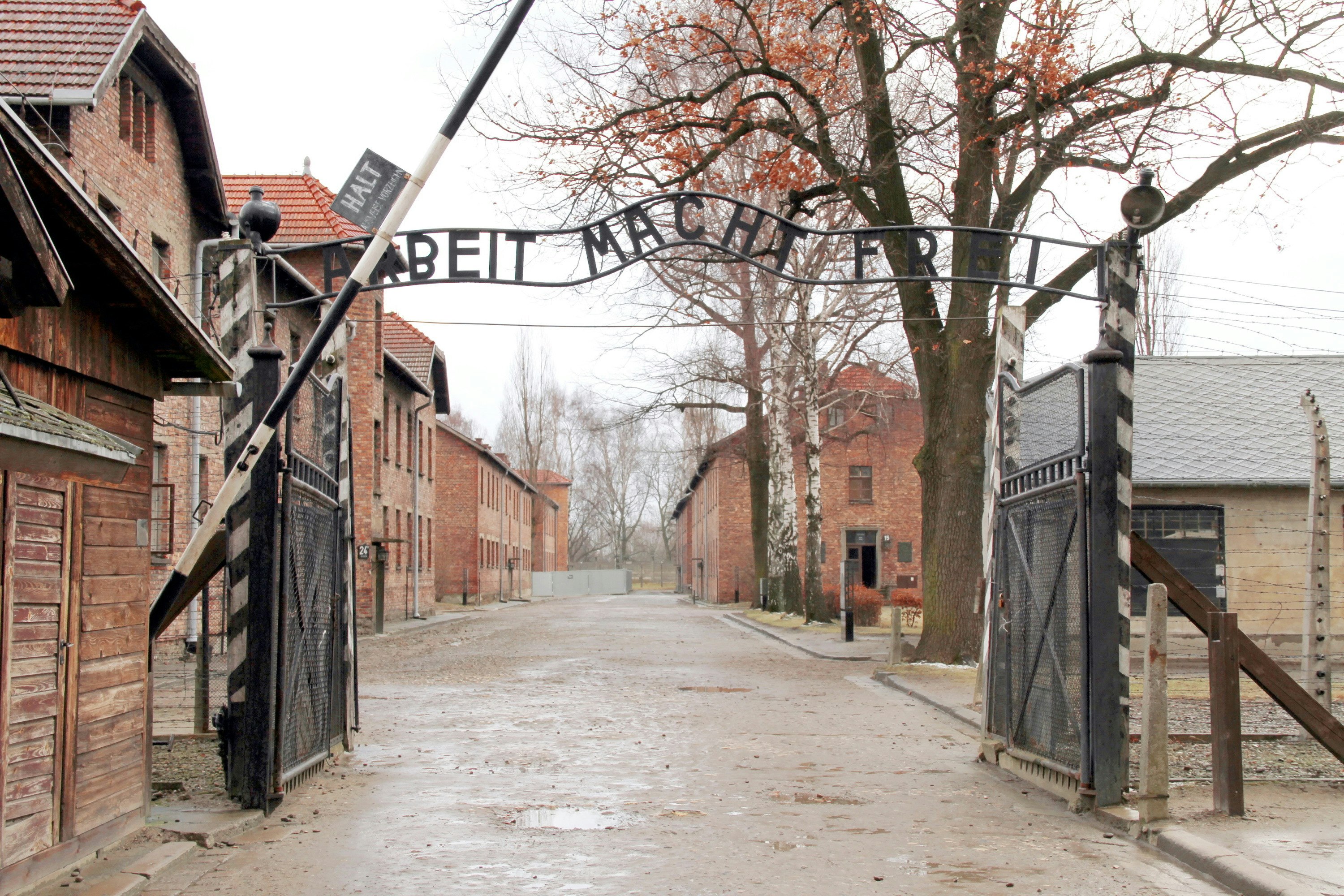 The gates to Auschwitz Birkenau Concentration Camp in Poland