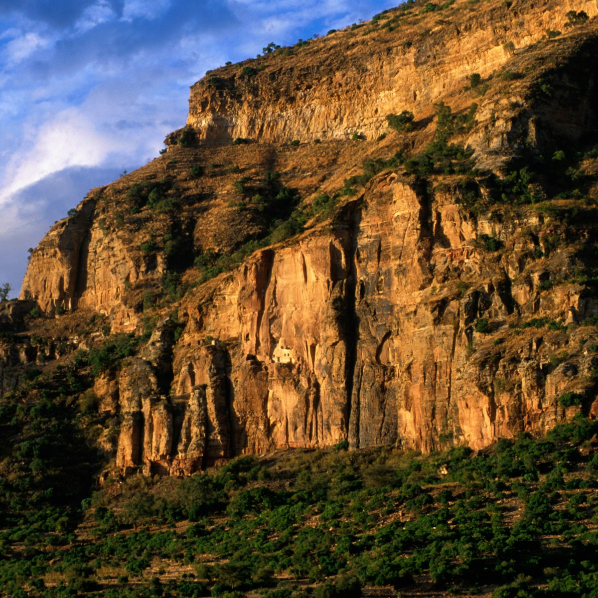 Abba Yohanni rock hewn church on the cliffs of Debre Ansa.