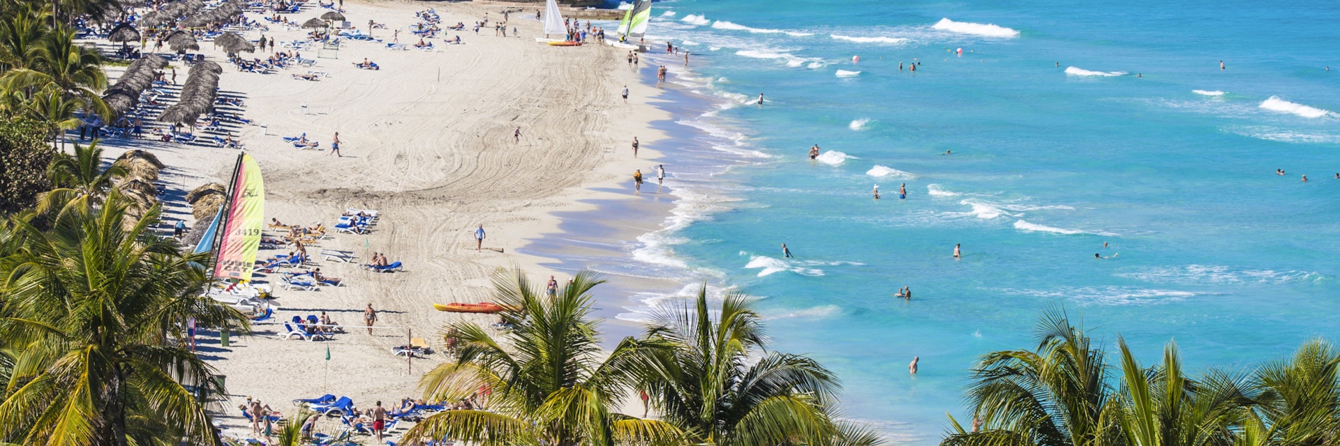 Cuba, Varadero, View over Varadero beach towards Xanadu mansion