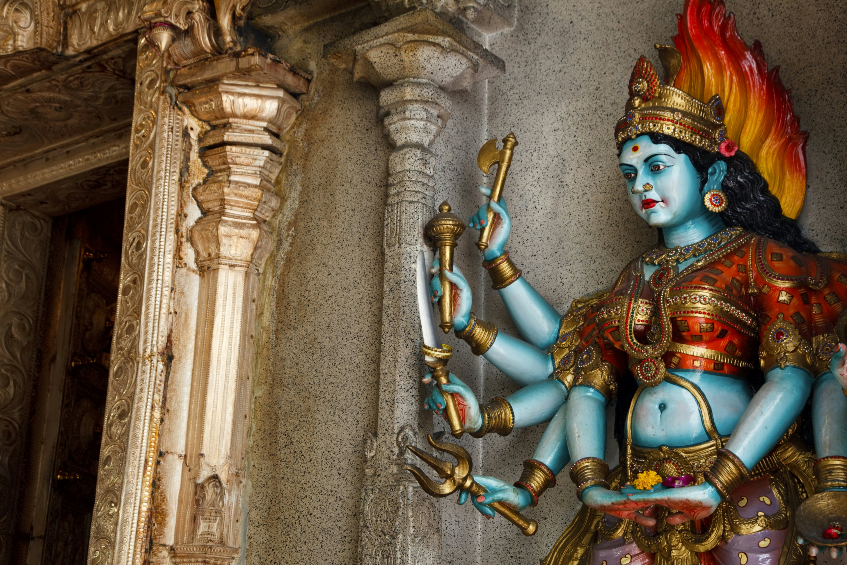 Hindu deity at Sri Veeramakaliamman Temple, in Little India.