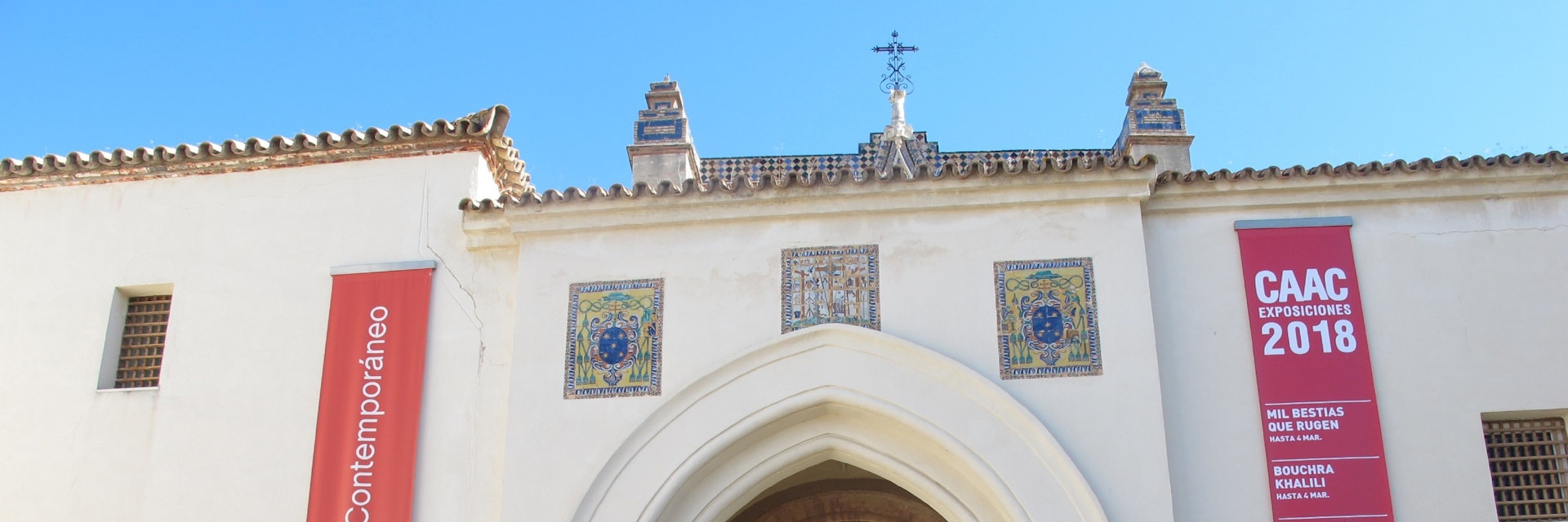 Centro Andaluz de Arte Contemporaneo (CAAC) chapel entrance banner