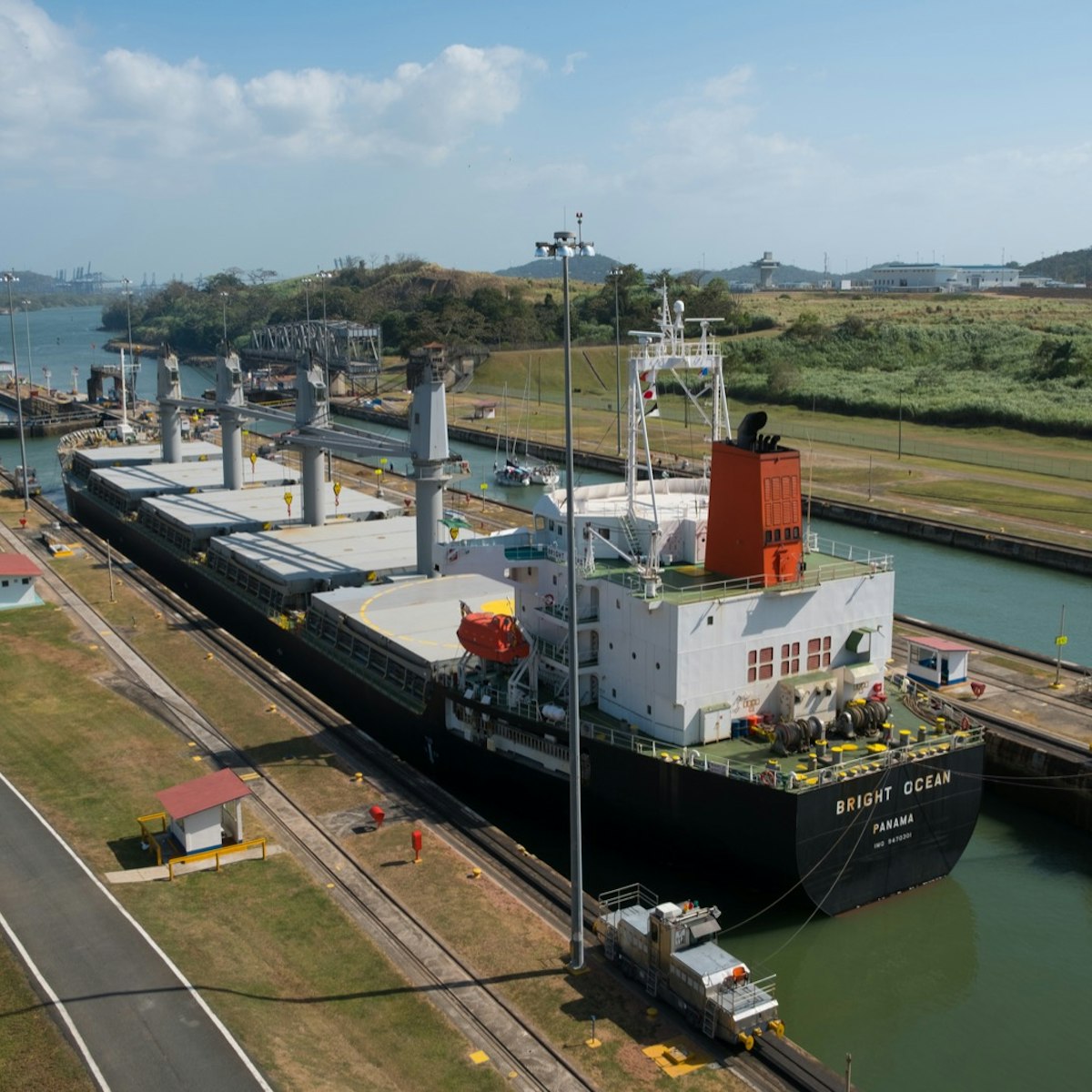 Panama City, Panama - march 2018: Ship crossing the Panama Canal, Miraflores Locks, Panama City; Shutterstock ID 1055607245; Your name (First / Last): Alicia Johnson; GL account no.: 65050; Netsuite department name: Online Editorial ; Full Product or Project name including edition: Panama