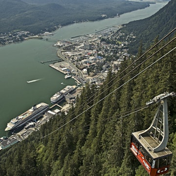 Juneau from Mt. Roberts with tramway.
