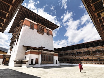 Central tower of Paro Dzong monastery.