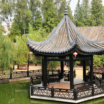 Ancient chinese pavilion from the famous yuyin cottage (built in qing dynasty, around 1800) at guangzhou, guangdong, china.; Shutterstock ID 37706359; Your name (First / Last): Megan Eaves; GL account no.: 65050; Netsuite department name: Online Editorial; Full Product or Project name including edition: Destination page POI images