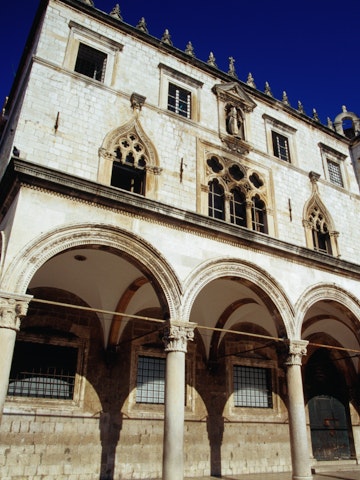 Exterior of Gothic Renaissance Sponza Palace.