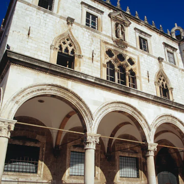Exterior of Gothic Renaissance Sponza Palace.