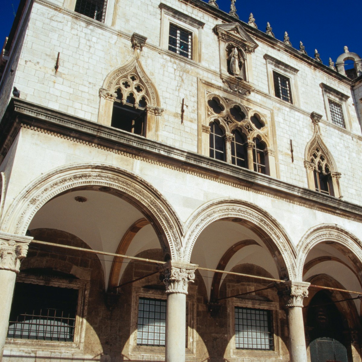 Exterior of Gothic Renaissance Sponza Palace.