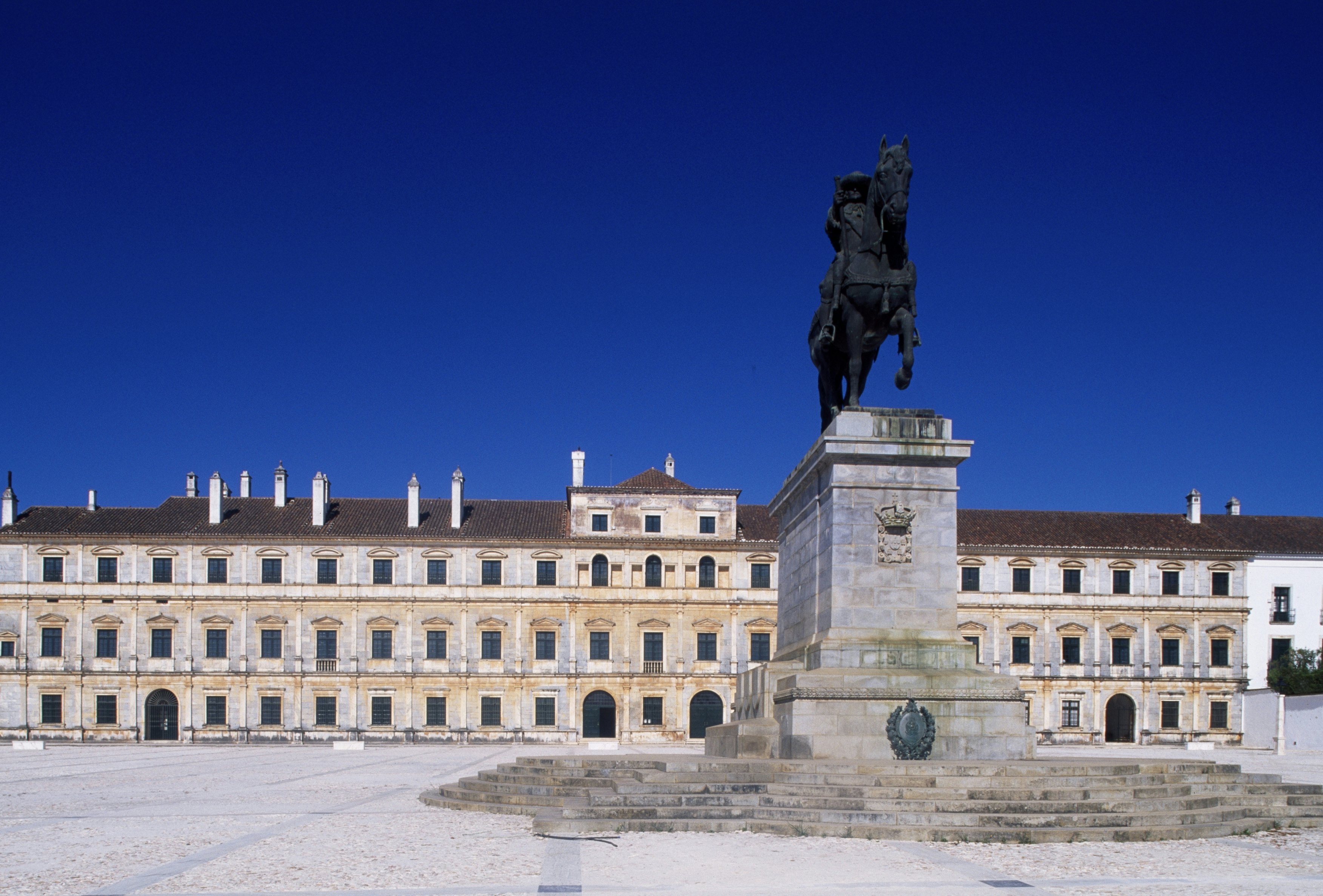 The equestrian statue of Joao IV and Palace Square (Terreiro Do Paco) of the Ducal Palace of Vila Vicosa (Paco Ducal). Portugal, 17th century.