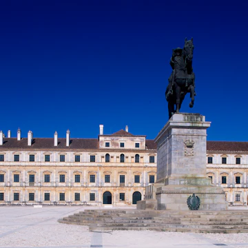 The equestrian statue of Joao IV and Palace Square (Terreiro Do Paco) of the Ducal Palace of Vila Vicosa (Paco Ducal). Portugal, 17th century.