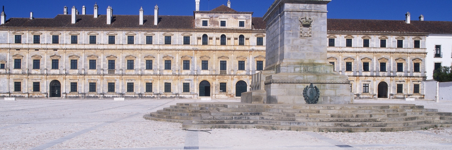The equestrian statue of Joao IV and Palace Square (Terreiro Do Paco) of the Ducal Palace of Vila Vicosa (Paco Ducal). Portugal, 17th century.
