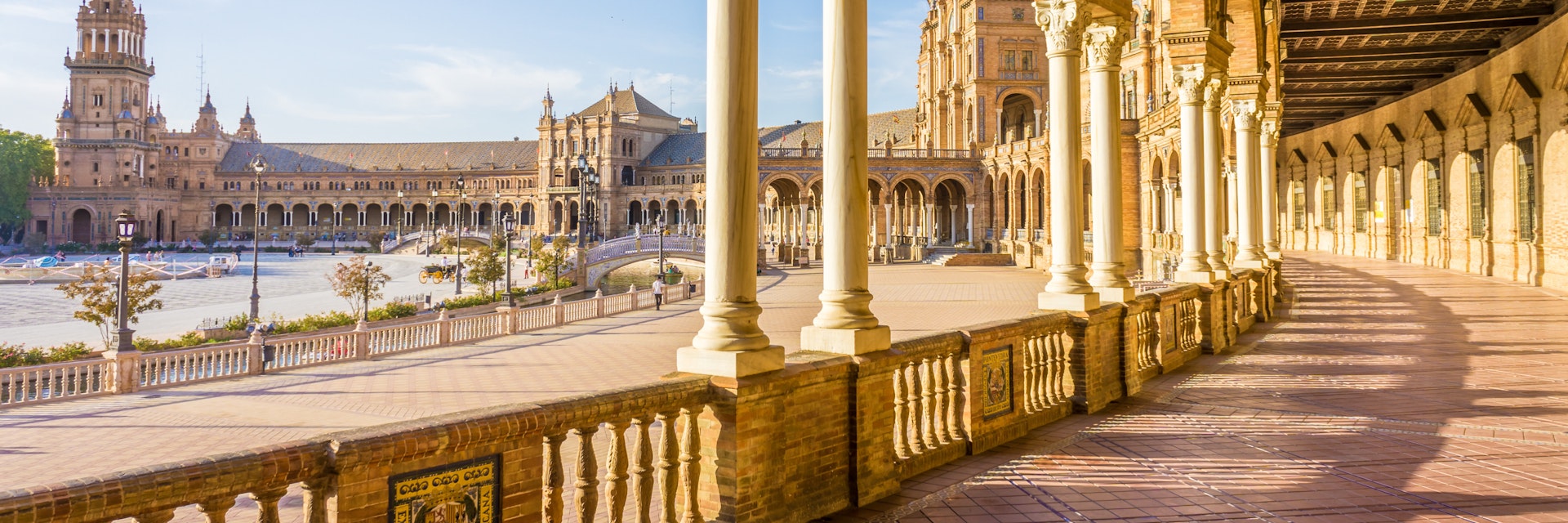 Spain Square (Plaza de Espana), Seville, Spain, built on 1928, it is one example of the Regionalism Architecture mixing Renaissance and Moorish styles.