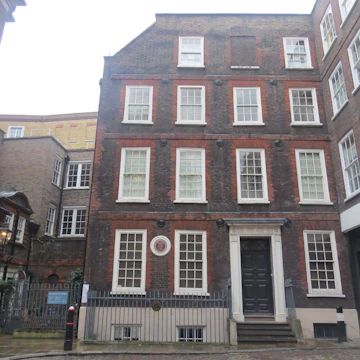 The outside of Dr Johnson's House in Gough Square near Fleet Street