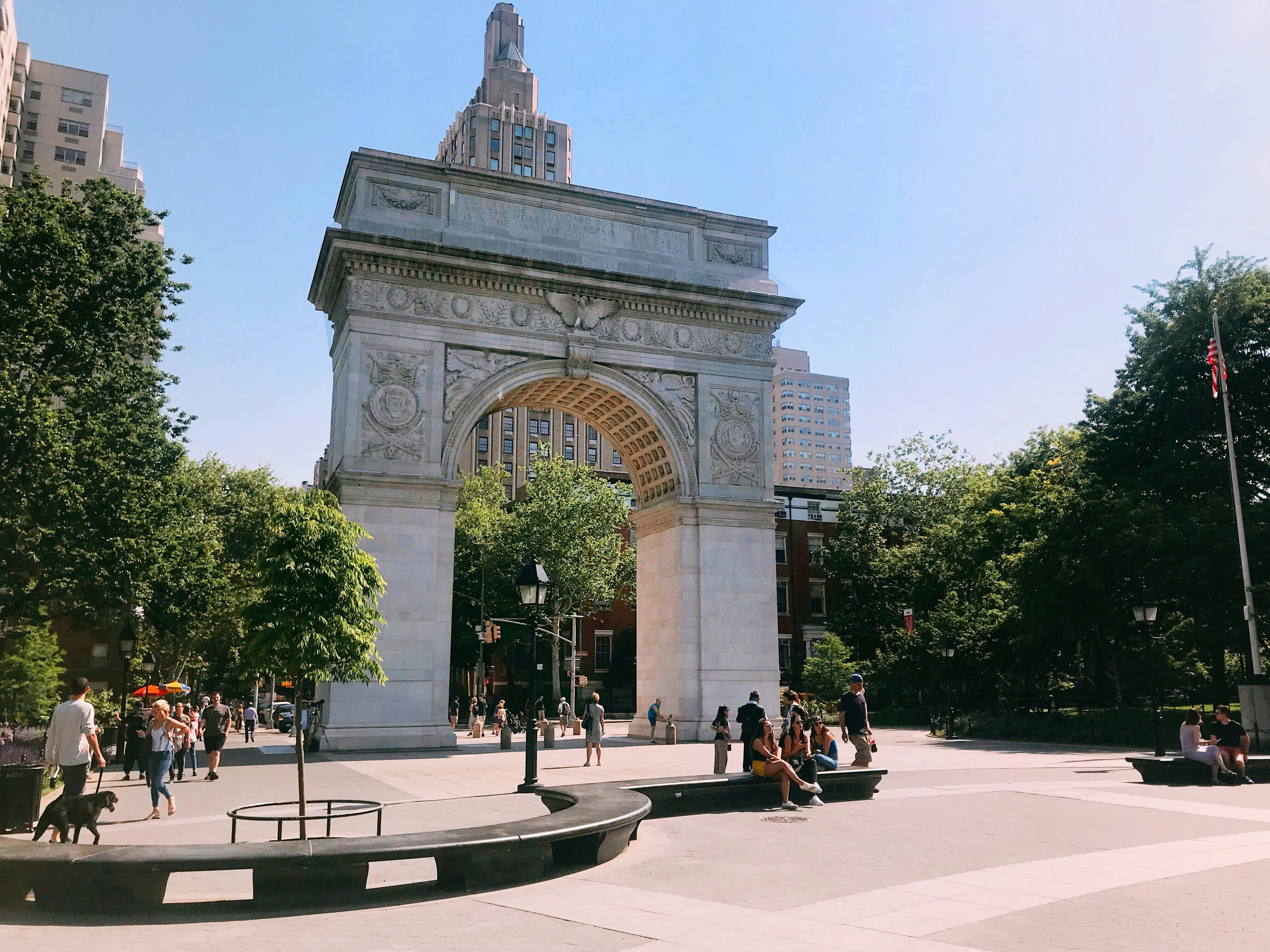 Washington Square Park is a favorite summer spot for locals