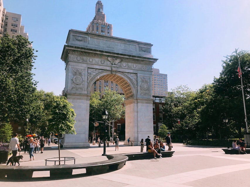 Washington Square Park is a favorite summer spot for locals