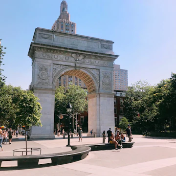 Washington Square Park is a favorite summer spot for locals