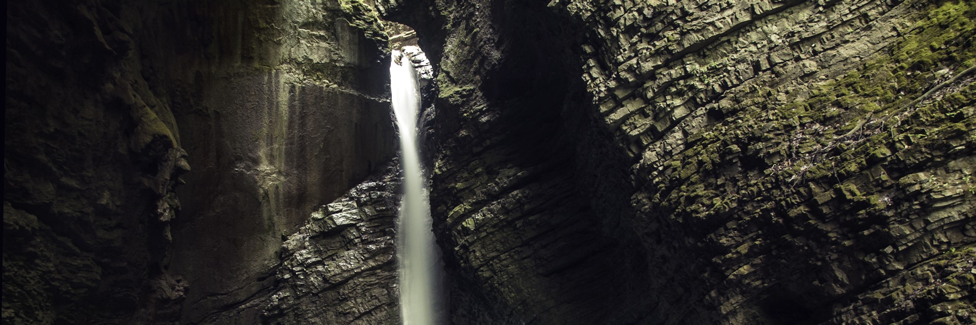 One of Slovenia's hidden gems, waterfall Kozjak,.Kobarid region, Soča valley, Slovenia.