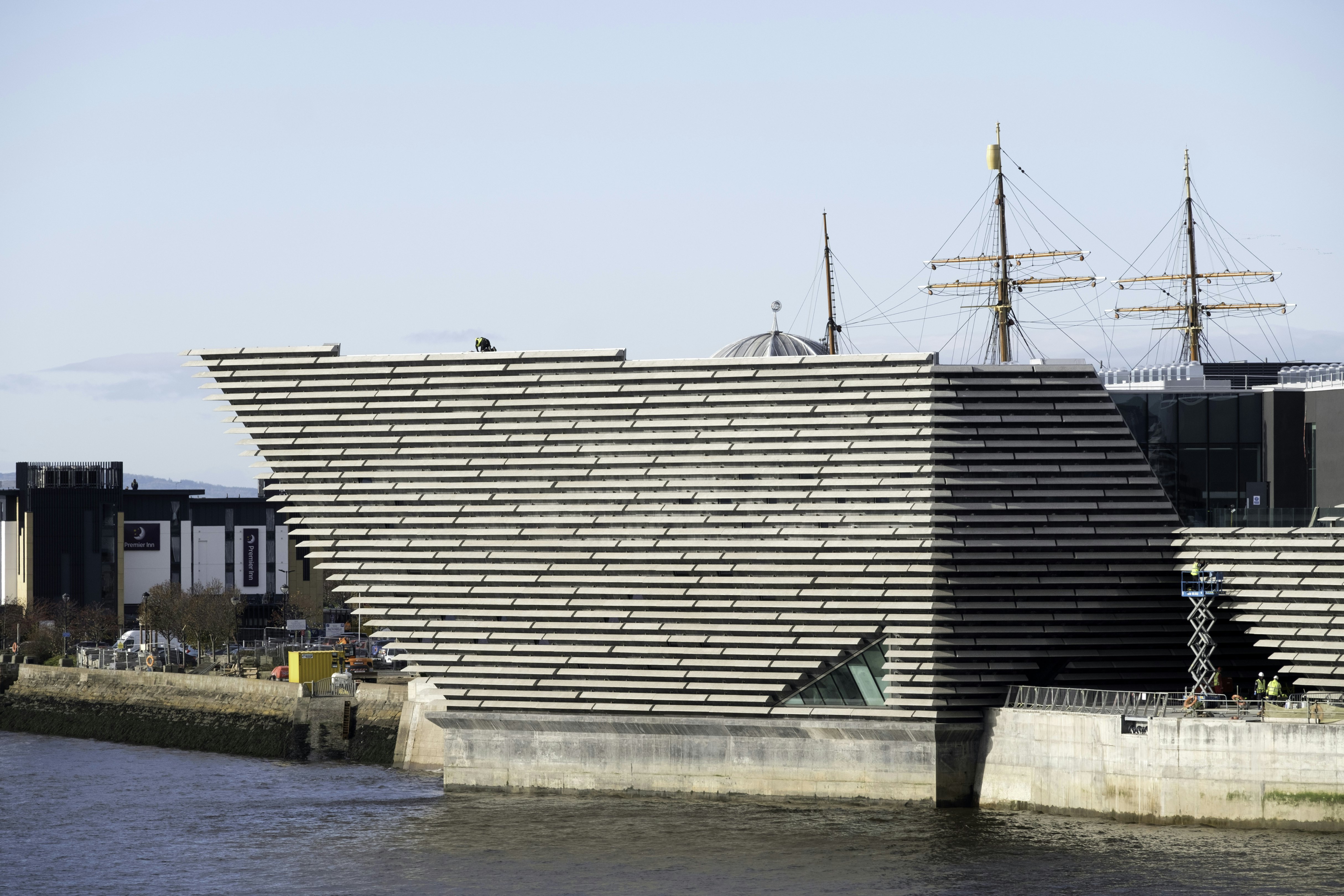 View of the new V&A Museum at Discovery Point in Dundee, Tayside, Scotland, United Kingdom.