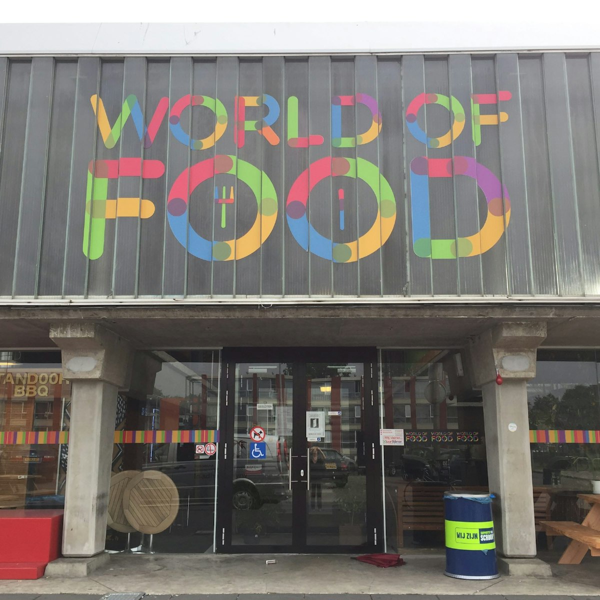 World of Food is a parking garage turned street food venue in Amsterdam's Bijlmer neighbourhood
