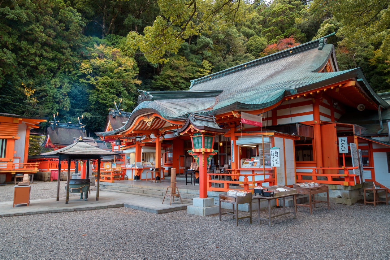 WAKAYAMA, JAPAN - NOVEMBER 19, 2015: Kumano Nachi Taisha Grand Shrine located in Nachi Katsuura Town, it's one the three most important Grand Shrines of Kumano region; Shutterstock ID 395348893; Your name (First / Last): Laura Crawford; GL account no.: 65050; Netsuite department name: Online Editorial; Full Product or Project name including edition: Kii Peninsula page online images for BiT